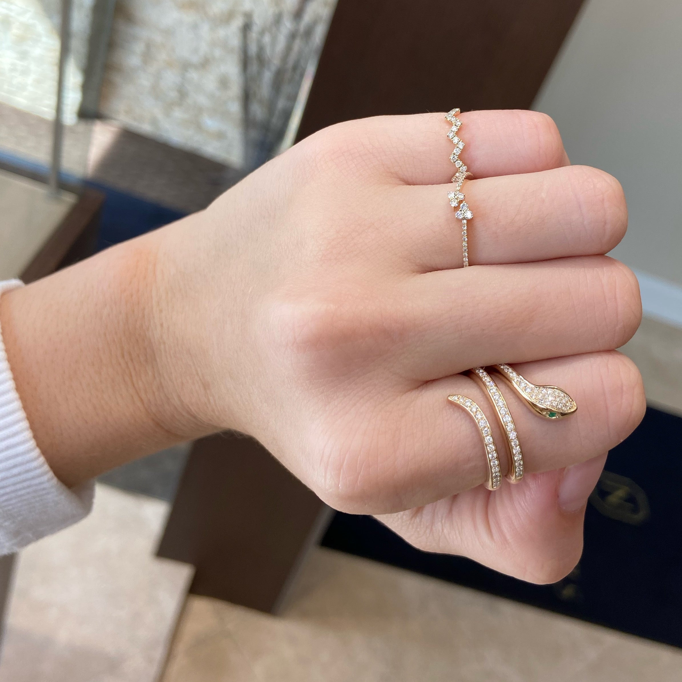 Diamond Petite Trios Ring - Nuha Jewelers